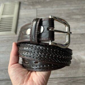 Vintage Early 2000s Brown Braided Leather Belt